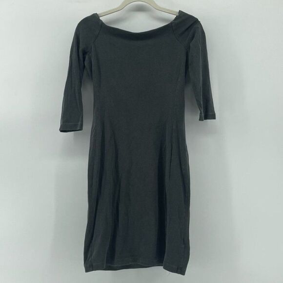 James Perse Gray‎ Dress 3/4 Sleeve Bodycon Casual Made in USA Size 1 - Picture 1 of 6